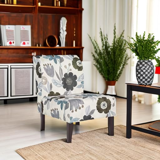 Signature Design by Ashley Triptis Floral Armless Accent Chair, White, Blue & Gray Signature Design by Ashley