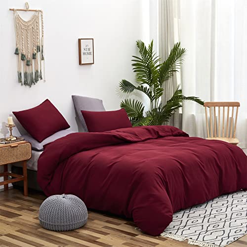 Luxlovery Burgundy Comforter Set Twin Maroon Dark Red Bedding Comforter Set Wine Red Soft Breathable Durable Blanket Quilts 3 Piece Burgundy Bedding Set for Teens Kids Twin Bed Luxlovery