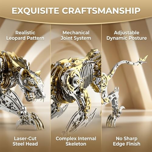 3D Metal Puzzle for Adults,Mechanical Cheetah Puzzle Building Set,3D Metal Model Kit, Brain Teaser Puzzles DIY Assembling for Stress Relief - A Collectible Gift for a man (Cheetah)