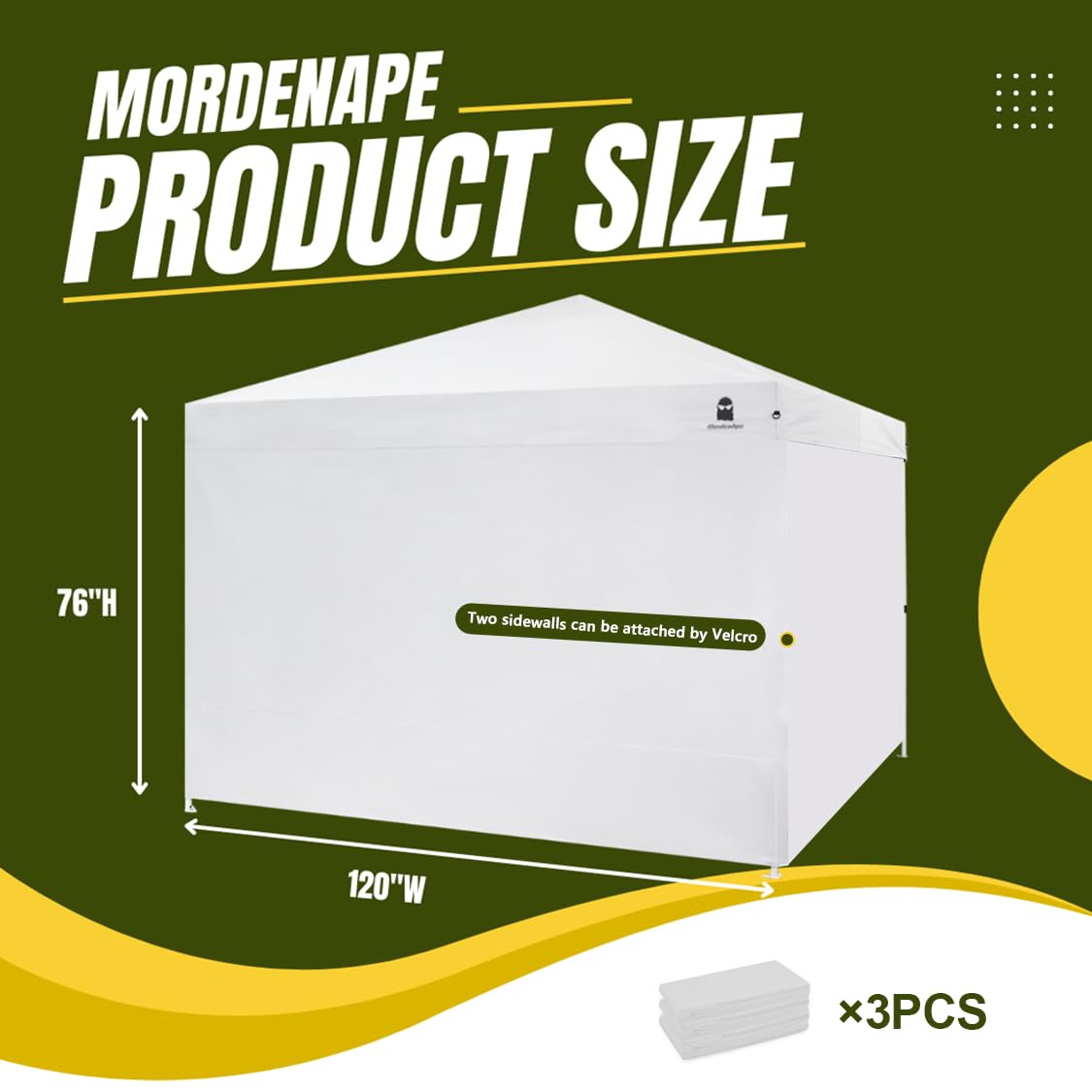 MordenApe 10x10 Pop Up Canopy Tent Sidewalls - Straight Leg Compatible, 300D Waterproof Polyester with 99% UV Protection, 3 Piece White Wall Set MordenApe