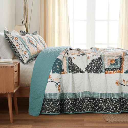 BEDIFANY Cotton Quilts Queen Size Sets - Lightweight Bedspreads Queen Size - Lightweight Garden Style Queen Quilt Bedding Sets for Bed Decorations for All Seasons, 3 Pieces BEDIFANY