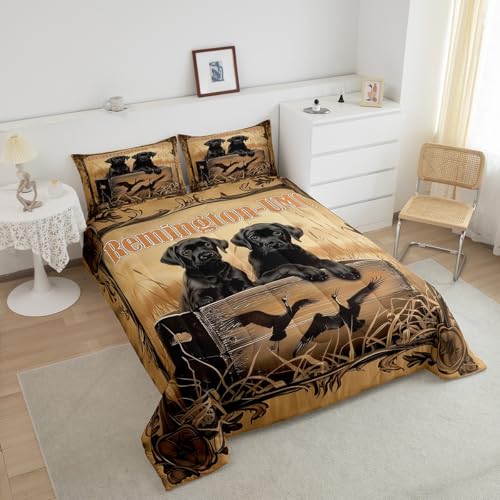 Feelyou Duck Hunting Bedding Black Dog Hunter Comforter Set King Size for Kids Boys Girls Wild Animal Mallard Duck Print Duvet Set Hunting Farmhouse Theme Quilts Wildlife Flying Duck Bedding 2 Pcs Feelyou