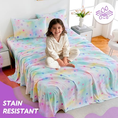 ChicView Twin Sheet Set Kids,3 Pieces Breathable Soft Microfiber Bedsheets for Child Boys Girls, Anti Pilling Deep Pockets Easy Care Bed Sheets, Stars ChicView