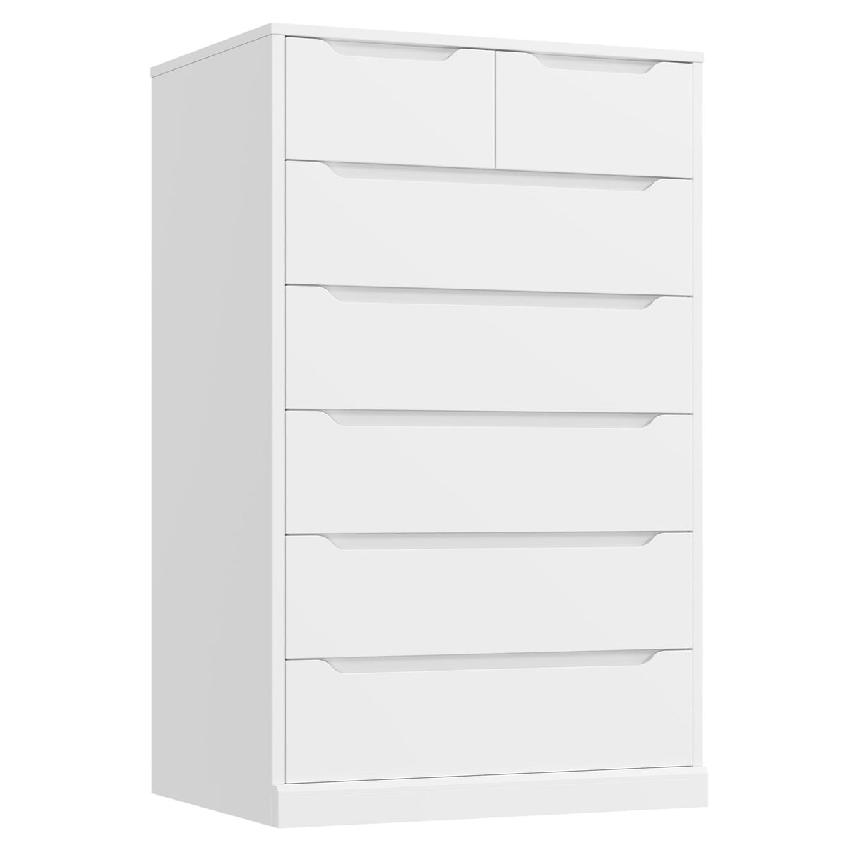 HITHOS 51" Tall 7 Drawers Dresser, Modern White Dresser, Wood Dressers & Chests of Drawers with Cut-Out Handles, Upright Drawer Chest, Accent Vertical Dressers for Living Room, White HITHOS
