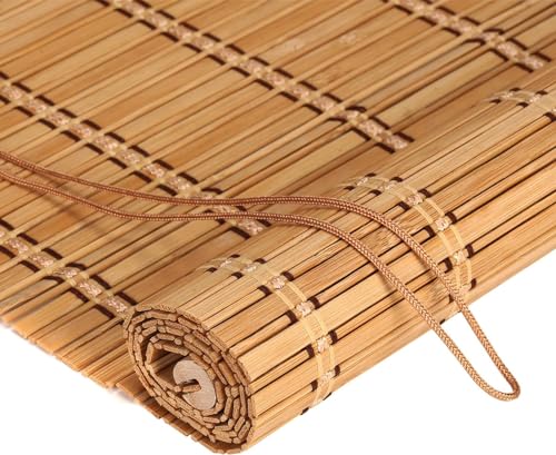 FoundGo 24" W*72" H Bamboo Roller Blinds Sun Shade,Retro Light Filtering Roller Bamboo Curtains Bamboo Roll Up Window Bamboo Roller Curtain Shades for Windows,Doorways. FoundGo