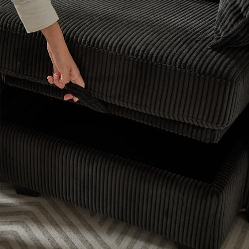 6 Seater Oversized Free Combination Convertible Modular Sectional Sofa, U / L Shaped Extra Large Corduroy Reversible Sleeper Corner Couch with Storage and Movable Ottomans for Living Room Apartment Eafurn