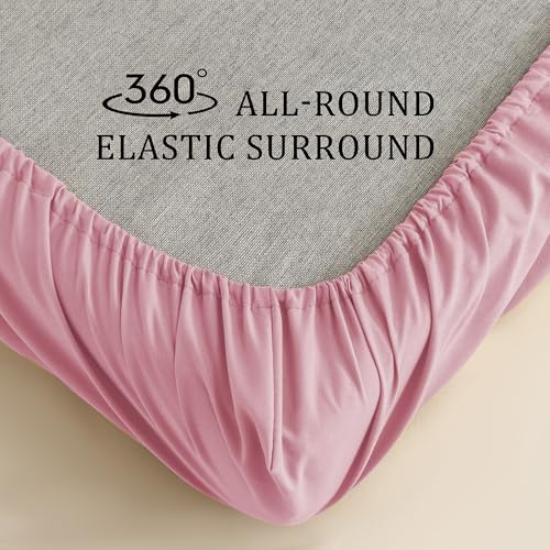 NookZuzu 3 Piece Toddler Sheet Set,Pink Basics Bed Sheet Set for Toddler,Microfiber 3-Piece Sheet Set Soft Breathable Crib Bedding Set for Kids,Includes Flat Sheet, Fitted Sheet, Pillowcase NookZuzu