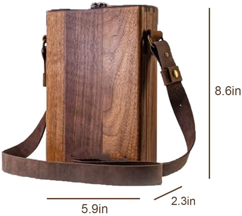 Writers Messenger Wood Box, Multifunctional Wooden Handmade Crossbody Postman Bag Portable Artist Tool Bag Painting Brush Tool Storage Sketch Box Bomeiqee