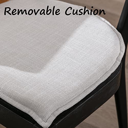 ZHENGHAO Rattan Dining Chairs Set of 6, Farmhouse Dining Room Chairs with Cane Back French Country Accent Chair Upholstered Wood Chairs for Kitchen/Restaurant, Black ZHENGHAO