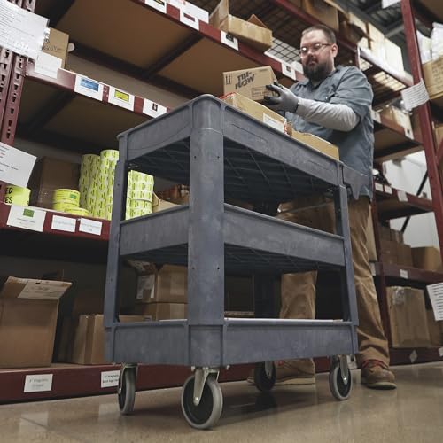 Ironton 500-Lb. Capacity 3 Tray Utility Cart, Maintenance-Free Structural Foam Construction Cargo Pushcart, Scratch Resistant, Easy to Clean Service Ironton