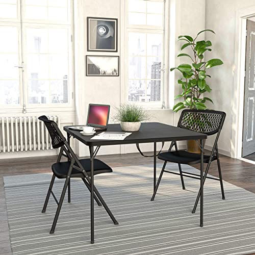 Cosco XL 38.5" Resin Fold-in-Half Card Table, Black, Wheelchair Accessible, Lightweight, Pinch-Free Locking System Cosco