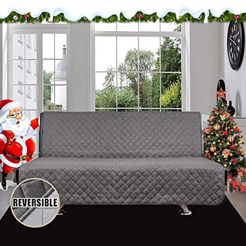 Easy-Going Futon Sofa Slipcover Reversible Sofa Cover Armless Cover Furniture Protector Couch Cover Water Resistant Pets, Kids, Children, Dog, Cat Gray/Light Gray Easy-Going