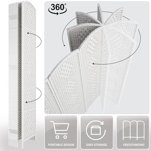 Rose Home Fashion 6 ft Tall Room Divider, Room Dividers and Folding Privacy Screens, 15.7in Privacy Screen 4 Panel Partition Temporary Wall Separation for Private, White Rose Home Fashion