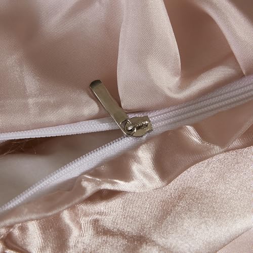 Silk Like Satin Bedding Twin Light Pink Duvet Cover Set Soft Silky Ruffle Comforter Cover Sexy Hotel Silky Bedding Sets 1 Duvet Cover 1 Pillowcase (Twin, Light Pink) Bedding_Dreamer