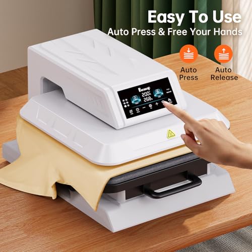 Benazcap Auto Heat Press Machine for T Shirts-Auto-Release 15x15 Heat Press - Rapid Heating, Even Heat Distribution, Ideal for HTV, Sublimation, Heat Transfer Projects Benazcap