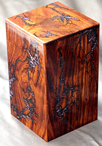 Handmade Wooden Urn Box - Professional Wooden Urns for Human Ashes Adult - Burial-Cremation Urns -Engraving Urn with Amazing Epoxy Resin Design - Merit wooden craft