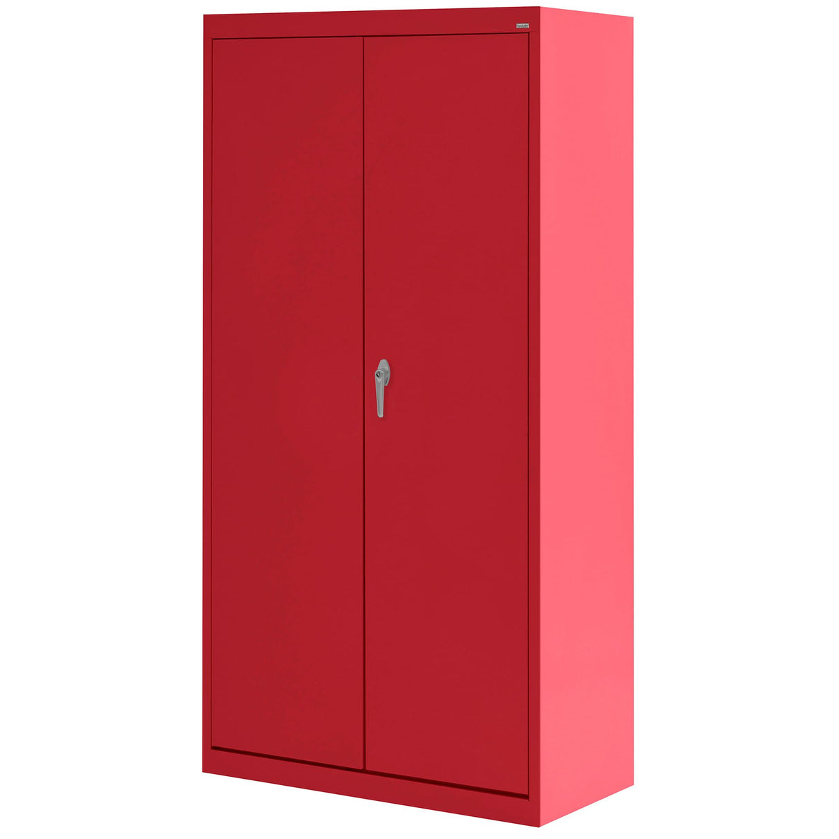 Sandusky Lee VFC1301866-01 Janitorial Supply Metal Storage Cabinet with 3 Shelves and Locking Handle, 150lb Capacity, 18" Depth x 30" Width x 66" Height, Red Sandusky