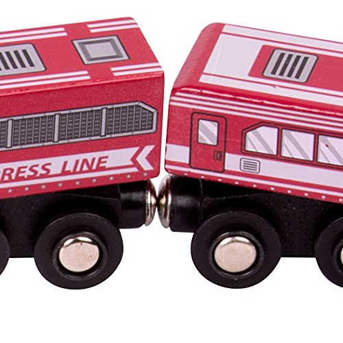 Battat – Classic Trains – 6Pc Wooden Railroad Set – Magnetic Toy Trains – Train Engines & Cars – 3 Years + – Wooden Passenger Trains Battat