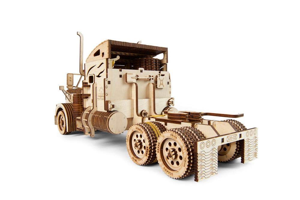 UGEARS Truck DIY Kit – Heavy Boy Truck Model Miniature Plywood DIY Model – Unique and Interesting Present Idea – VM-03 Truck Model with Driver Cabin – Ecological Wooden Model UGEARS