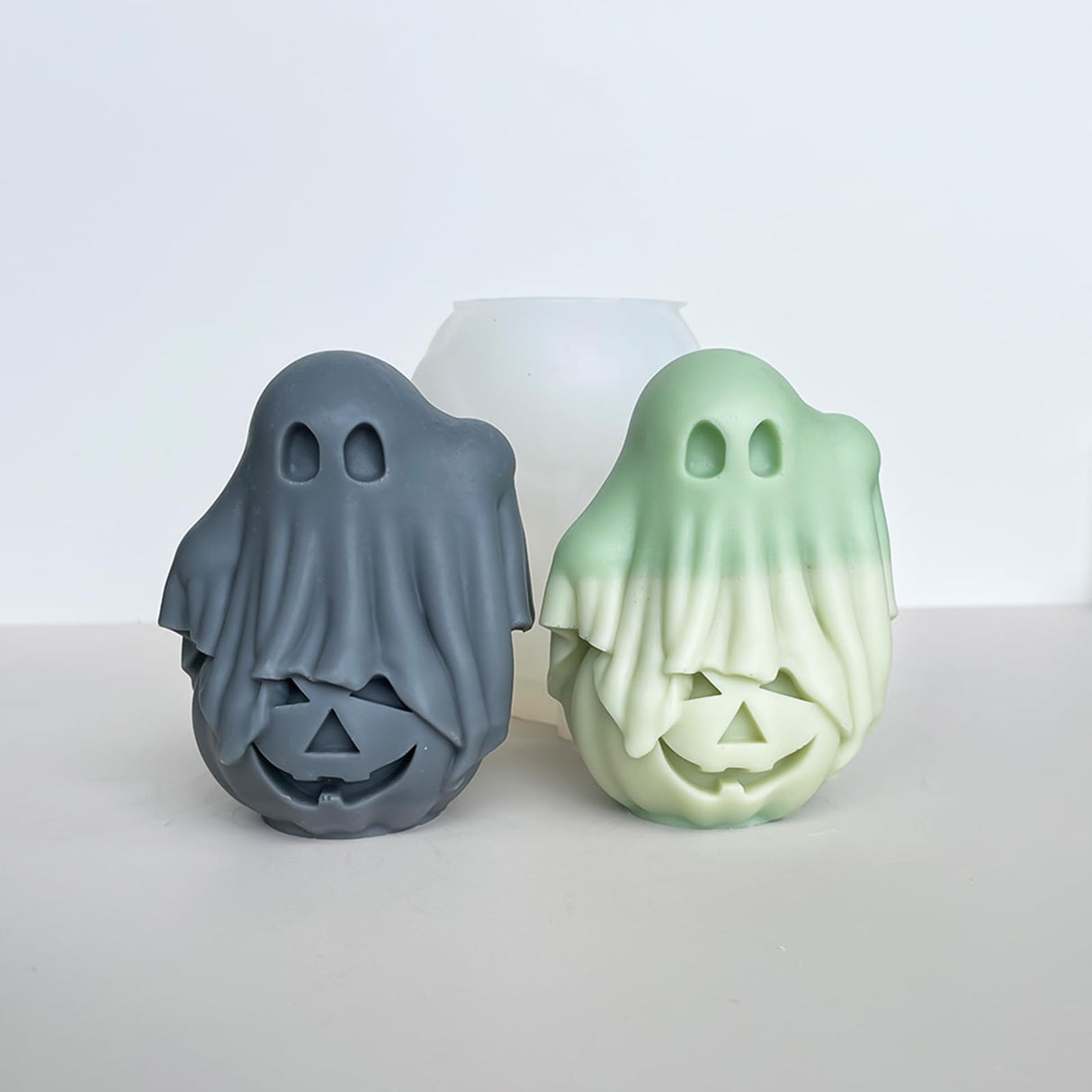 ZQYSING Halloween Candle Molds, New Cute Ghost Pumpkin Silicone Molds for Halloween Epoxy Resin Casting Aromatherapy Candle Soap Making Home Art Crafts Decor ZQYSING