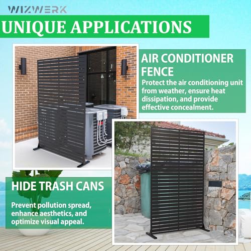6FT Outdoor Metal Privacy Screen โ Decorative Privacy Fence and Room/Garden Divider, Weather-Resistant Freestanding Panel with Stand, Durable Steel for Patio, Garden, Balcony, or Backyard WIZWERK