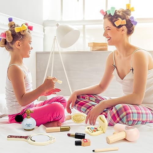 HEELWIRE Wooden Makeup Toy Set for Kids, Girls Imaginative Pretend Beauty Makeup Set Toys, Great Gift for Girls Ages 3+. HEELWIRE