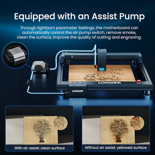 Longer B1 30W Laser Cutter and Laser Engraver for Tumblers, with Rotary Roller Bundle, 19.7"x 19.7" Honeycomb Bed, Camera Kit, and Enclosure with Vent, Laser Engraver for Wood and Metal, Acrylic Longer