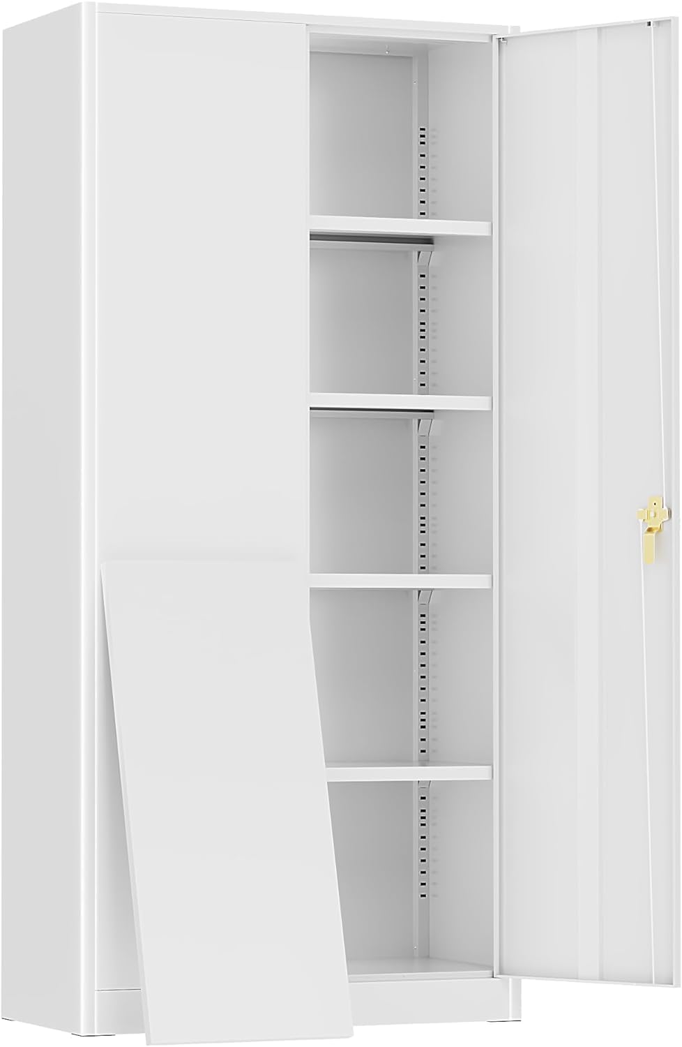 SUNCROWN Metal Storage Cabinets with Lock, Tool Cabinet, 72" Locking Steel Storage, Tall Locker Organizer Garage Cabinets with 2 Doors and 4 Shelves for Home,Office,Warehouse,Garage,School(White) SUNCROWN