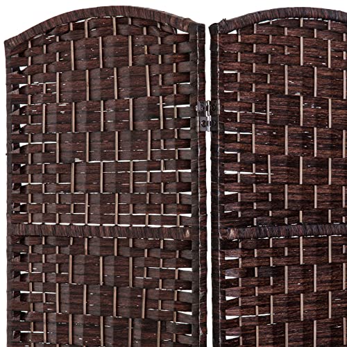 HOMCOM Room Divider, 3 Panel Folding Privacy Screen, 6FT Tall Portable Wicker Weave Partition Wall Divider for Bedroom, Home Office, Brown HOMCOM