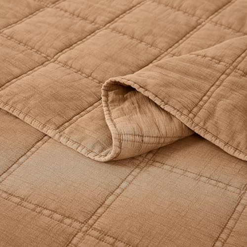 Lush Decor Logan Stone Washed Cotton Quilt 3 Piece Set Full/Queen Sienna - Rustic Bedding Set - Soft Terracotta Quilt - Lightweight - Minimalist & Boho Bedroom Decor Lush Decor