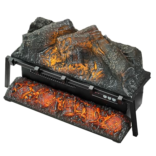 VEVOR 23 Inch Electric Fireplace Log Heater, Fireplace Insert with Crackling Sound, Remote Control, 5 Flame Brightness Levels, Thermostat, Timer, Overheat Protection, for Home Decor, Black VEVOR