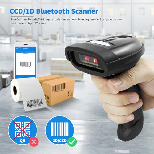 NETUM Bluetooth Barcode Scanner, Compatible with 2.4G Wireless & Bluetooth Function & Wired Connection, Connect Smart Phone, Tablet, PC, CCD Bar Code Reader Work with Windows, Mac,Android (NT-1228BC) NETUM