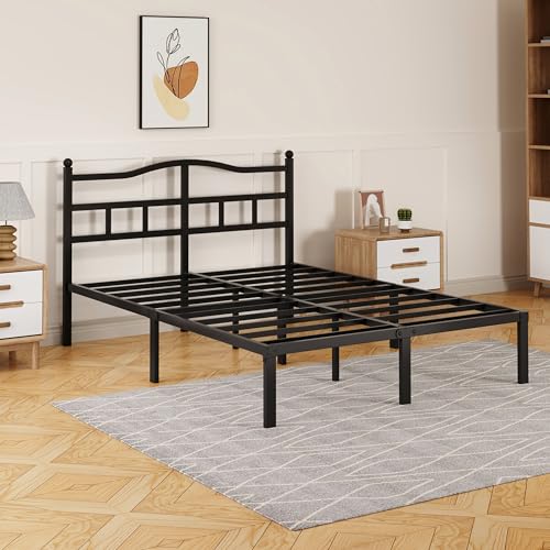 Snaye 14 Inch Queen Bed Frame with Headboard, Heavy Duty Metal Platform Bed Frame Queen Size Mattress Foundation with Sturdy Steel Slats, Easy Assembly Noise Free Snaye