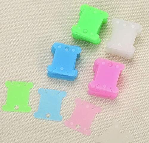 LASSUM 50 Pieces Plastic Floss Bobbins Embroidery Thread Cards Cross Stitch Bobbin Craft DIY Sewing Storage,5 Colors LASSUM