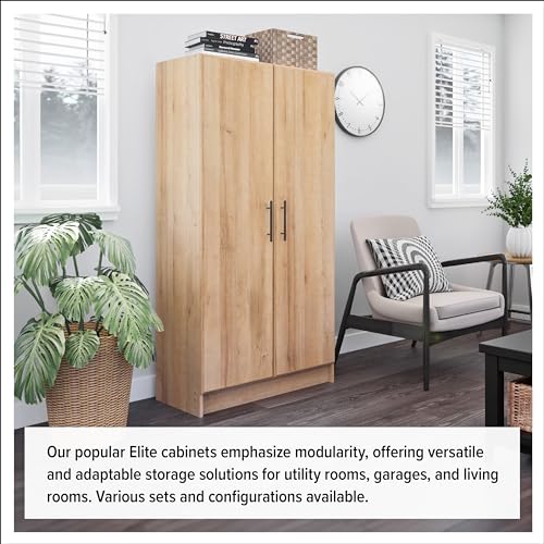 Prepac Elite Oak 32-Inch Tall Storage Cabinet with Adjustable Shelves Prepac