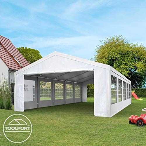 TOOLPORT Party Tent 13x20 ft Canopy PE 350 N Tarpaulin 100% Waterproof White Garden Tent TOOLPORT