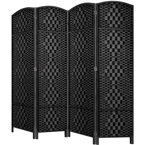 HALLYBEE Room Divider, Room Dividers and Folding Privacy Screens, 16in Privacy Screen, 4 Panel Temporary Wall Partitions, 6ft Space Separation Panel Screen, Black HALLYBEE