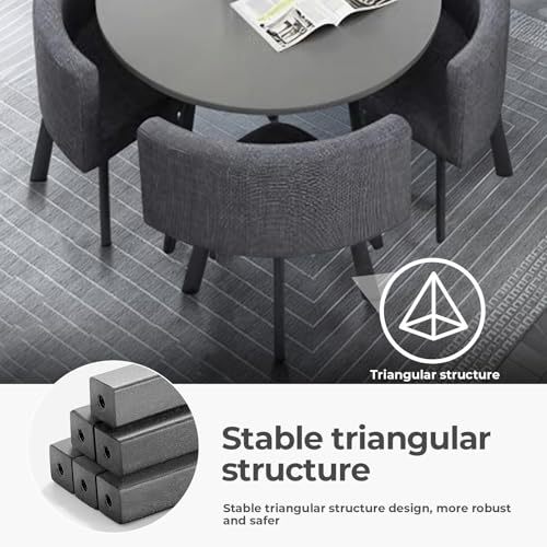 Office Reception Table Set for 4, Versatile Small Coffee Dining Table and Chair Set, Round/Square Furniture for Conference Room, 31.5 (Gray + Gray, Round, Cotton Linen, 31.5"L*31.5"W*29.13"H) Nuipesn