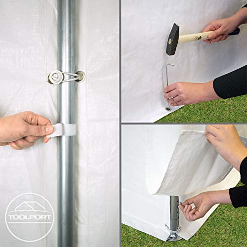 TOOLPORT Party Tent 13x20 ft Canopy PE 350 N Tarpaulin 100% Waterproof White Garden Tent TOOLPORT