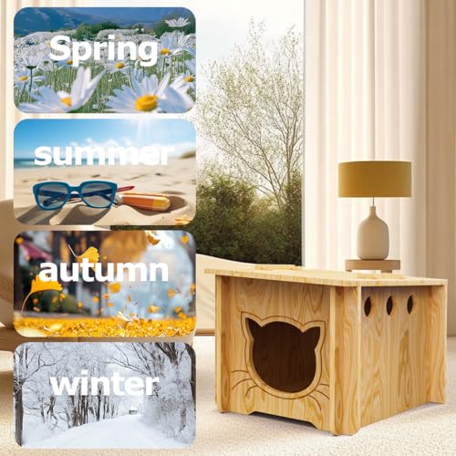 Pinewood Cat House, Wooden Bunny Rabbit Cat Hutch Outdoor Pet Cage Shelter Feral Cat House, Small Pet House and Habitats,Easy to Assemble ankuliy