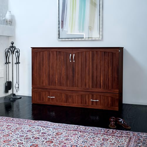 AFI, Southampton Murphy Bed Chest Queen with 6" Mattress, Storage Drawer & Built-in USB Charger, Walnut