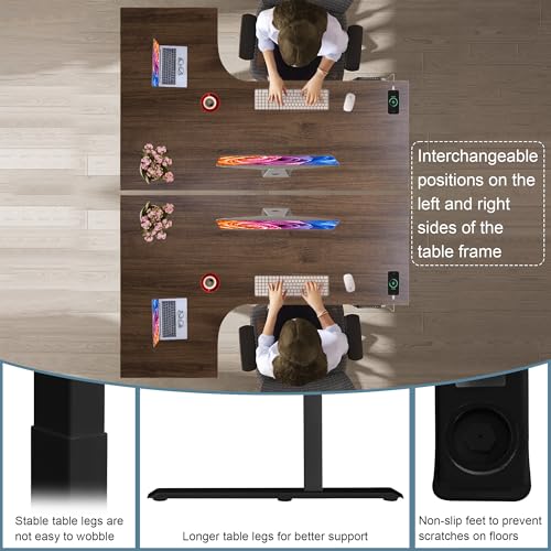 Fromann Standing Desk Frame Electric Height Adjustable Desk Legs Sit Stand Up Table Base Dual Motor L Shaped Corner with USB for Home and Office (Black) Fromann