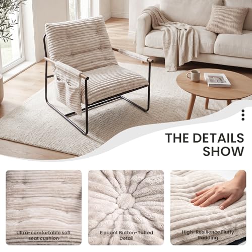HavBeat Comfy Accent Chair Cozy Reclining Sleeper Oversized Recliner Arm Chairs for Living Room Modern Lounge Armchair with Wood Armrests Sturdy Upholstered Single Sofa for Bedroom Home Office