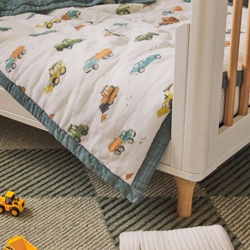 Little Unicorn Toddler Bedding 3-Piece Set | Includes Comforter, Crib Sheet & Pillowcase | Soft & Breathable Muslin Fabric | for Convertible Cribs & Toddler Beds (Work Trucks) Little Unicorn