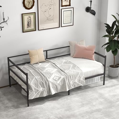 KOMFOTT Metal Daybed Frame Twin Size, Heavy-Duty Steel Slats Support Sofa Bed, Platform Mattress Foundation, Multifunctional Platform Bed Frame, Day Bed for Living Room & Guest Room KOMFOTT
