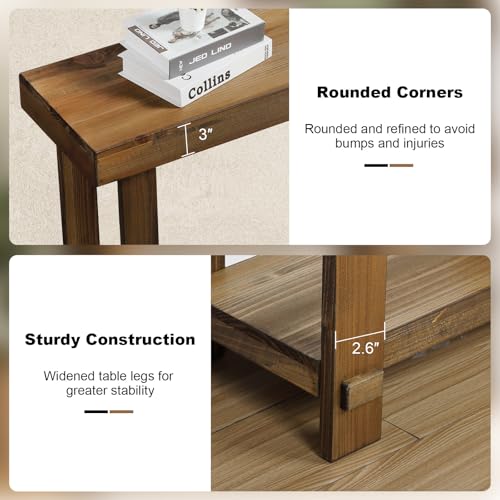 HOKYHOKY Solid Wood Console Table for Entryway, 54.3" Farmhouse Entryway Tables with Thickened Tabletop and Legs Rustic Narrow Skinny Behind Couch Long Sofa Table for Living Room, Hallway, Foyer HOKYHOKY