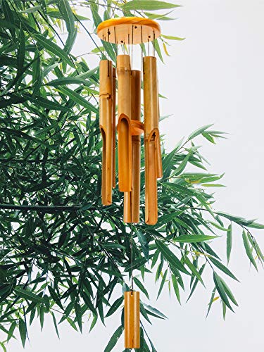 Wood Bamboo Wind Chimes, Deep Tone Bamboo Wind Chimes For Outside, Big Low Tone Wooden Wind Chimes For Outdoors Bamboo Chime Zen, Indoor Meditation Wind Chime 30" Large Zen Garden Décor For Yard Patio WavKin