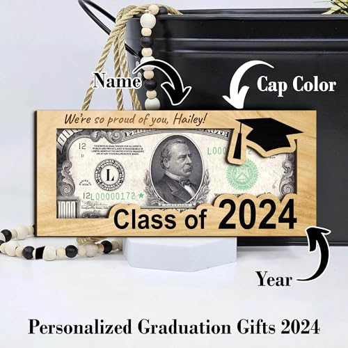 TM TEEMAN Personalozed Graduation Money Holder 2024, Custom 2024 Graduation Gifts, Grad Money Gifts, Unique Greeting Cards, Cash Gift Ideas for Graduation, Hanging Double-Layer Cash Holders (s4) TM TEEMAN