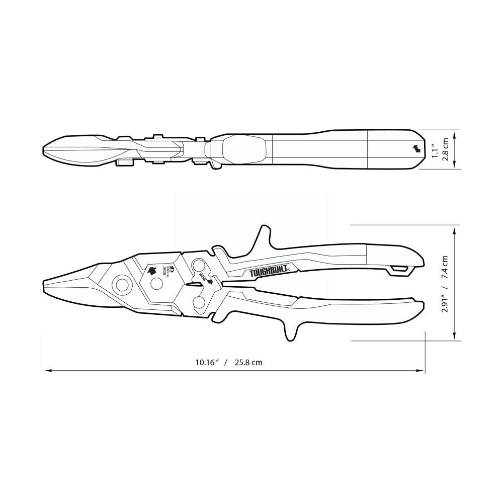 ToughBuilt - Right Cut Aviation Snips - One Handed Lock Operation - (TB-H4-60-R) ToughBuilt