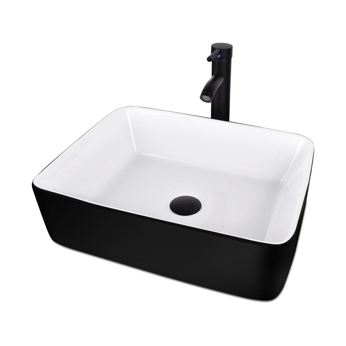 SOLIDEE 28 Inch Black Floating Bathroom Vanity with 1-Door and 1-Drawer, Modern Wall Mounted Cabinet with Black White Ceramic Vessel Sink Top SOLIDEE